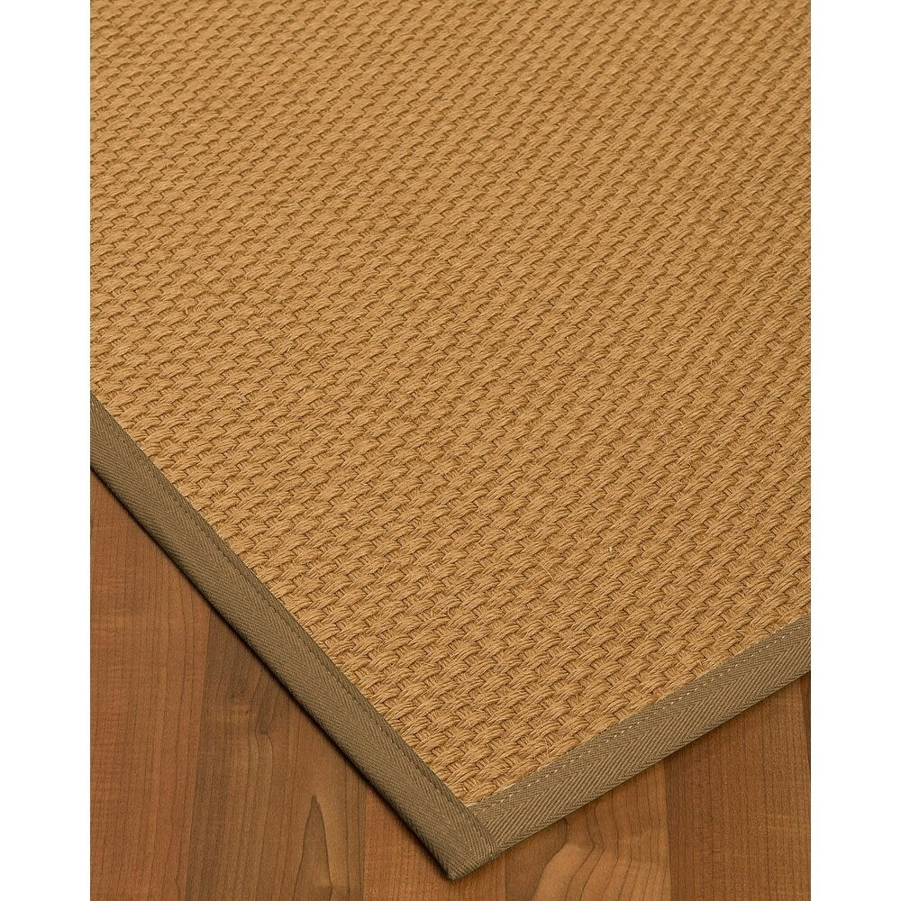 Natural Area Rugs 100%, Natural Fiber Handmade Basket Weave Carlton, Gold Sisal Rug, Squirrel Border - 6' x 9'
