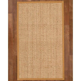 Natural Area Rugs 100%, Natural Fiber Handmade Basket Weave Miami, Natural Seagrass Rug, Khaki Border - 12' x 15'