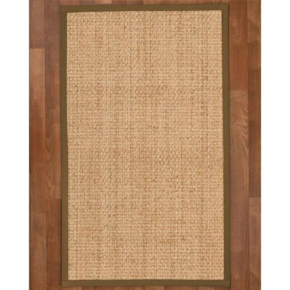 Natural Area Rugs 100%, Natural Fiber Handmade Basket Weave Miami, Natural Seagrass Rug, Malt Border - 12' x 18'
