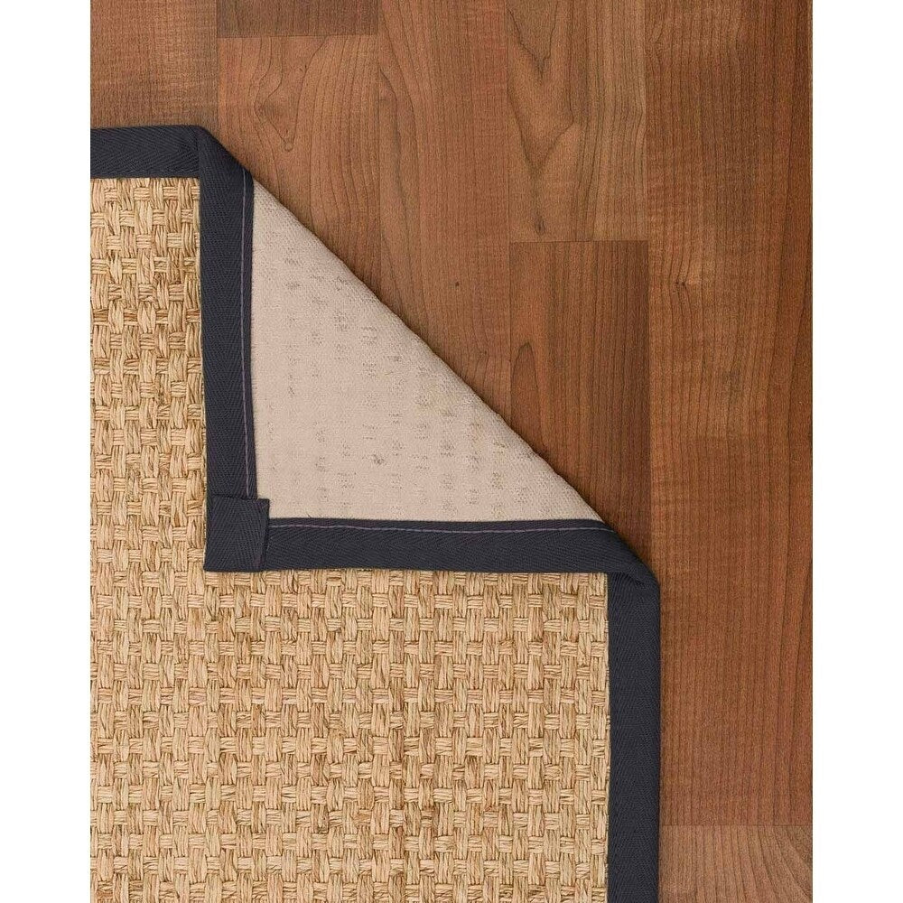 Natural Area Rugs 100%, Natural Fiber Handmade Basket Weave Miami, Natural Seagrass Rug, Midnight Blue Border - 3' x 5'