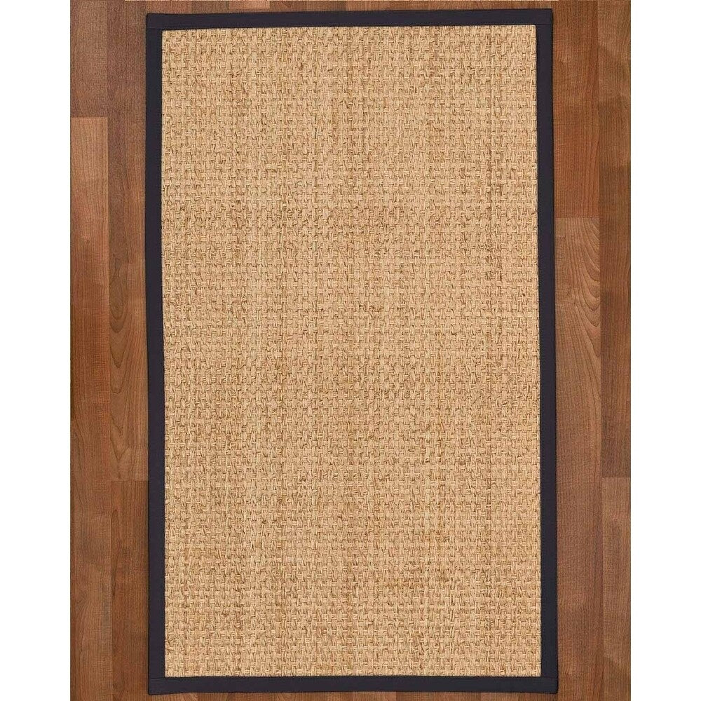 Natural Area Rugs 100%, Natural Fiber Handmade Basket Weave Miami, Natural Seagrass Rug, Midnight Blue Border - 3' x 5'