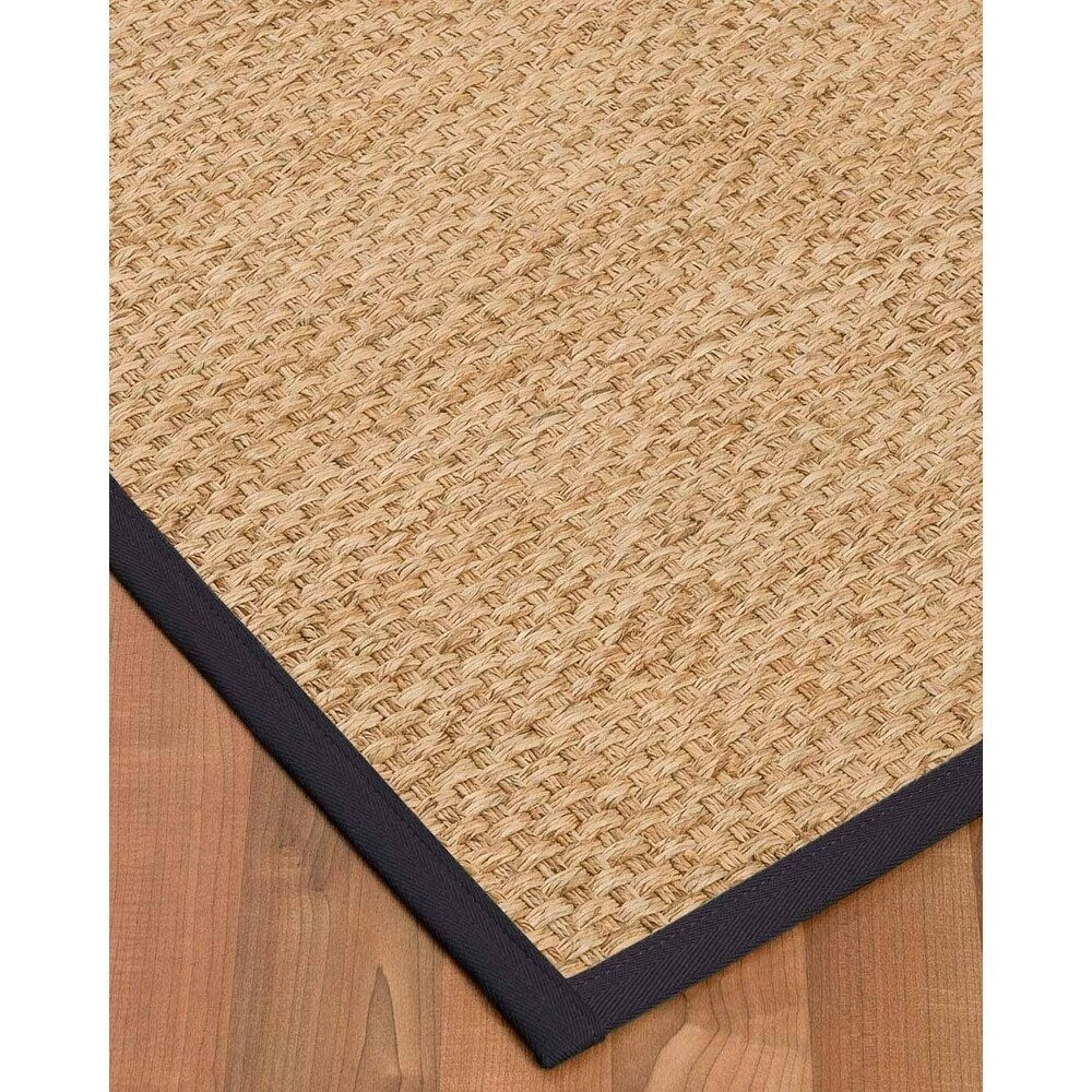Natural Area Rugs 100%, Natural Fiber Handmade Basket Weave Miami, Natural Seagrass Rug, Midnight Blue Border - 3' x 5'