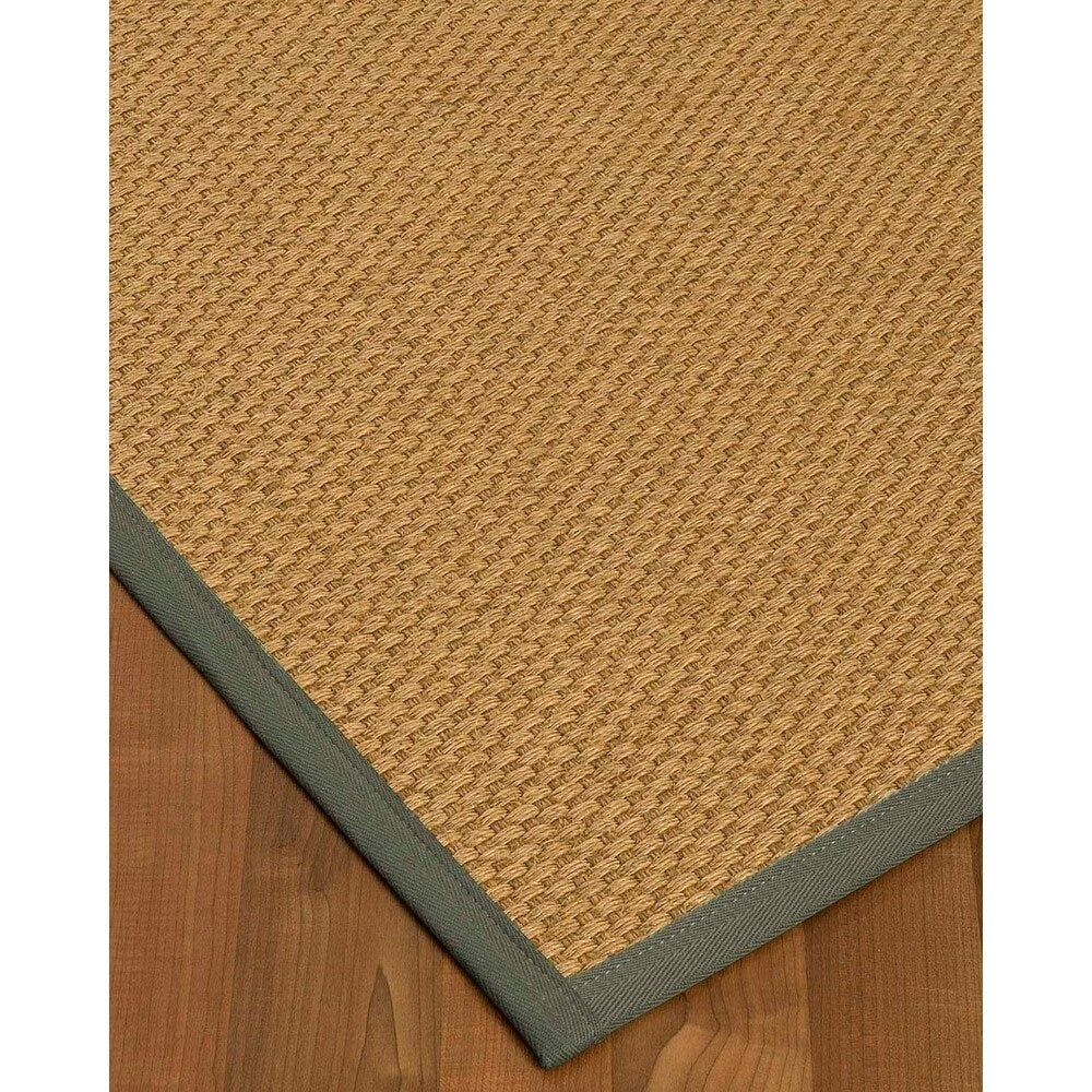 Natural Area Rugs 100%, Natural Fiber Handmade Basket Weave Rio, Beige Sisal Rug, Green Border - 10' x 14'