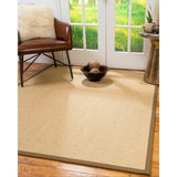 Natural Area Rugs 100%, Natural Fiber Handmade Basket Weave Rio, Beige Sisal Rug, Squirrel Border - 12' x 18'