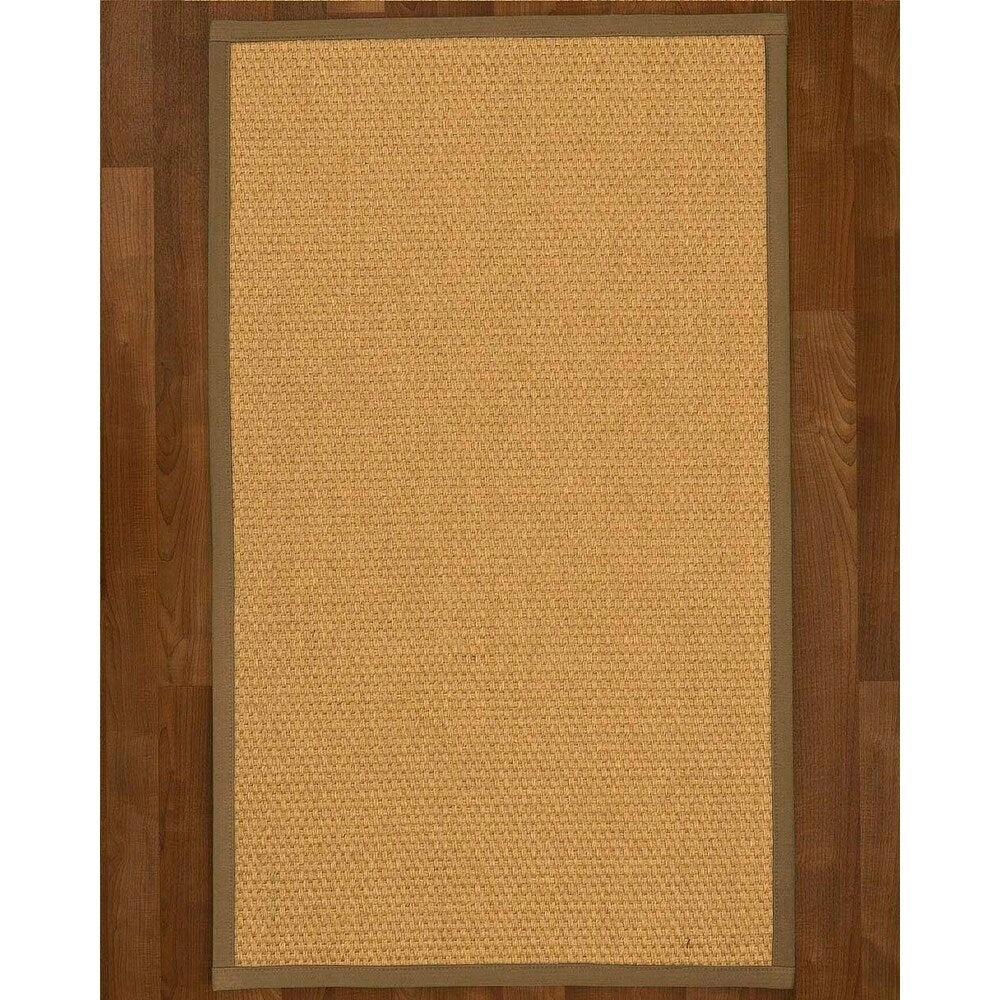 Natural Area Rugs 100%, Natural Fiber Handmade Basket Weave Rio, Beige Sisal Rug, Squirrel Border - 12' x 18'