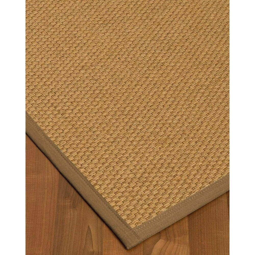 Natural Area Rugs 100%, Natural Fiber Handmade Basket Weave Rio, Beige Sisal Rug, Squirrel Border - 12' x 18'