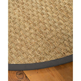 Natural Area Rugs, 100% Natural Fiber Handmade Basketweave, 5' Octagon Beige Seagrass Rug, Onyx Border - 5' x 5'