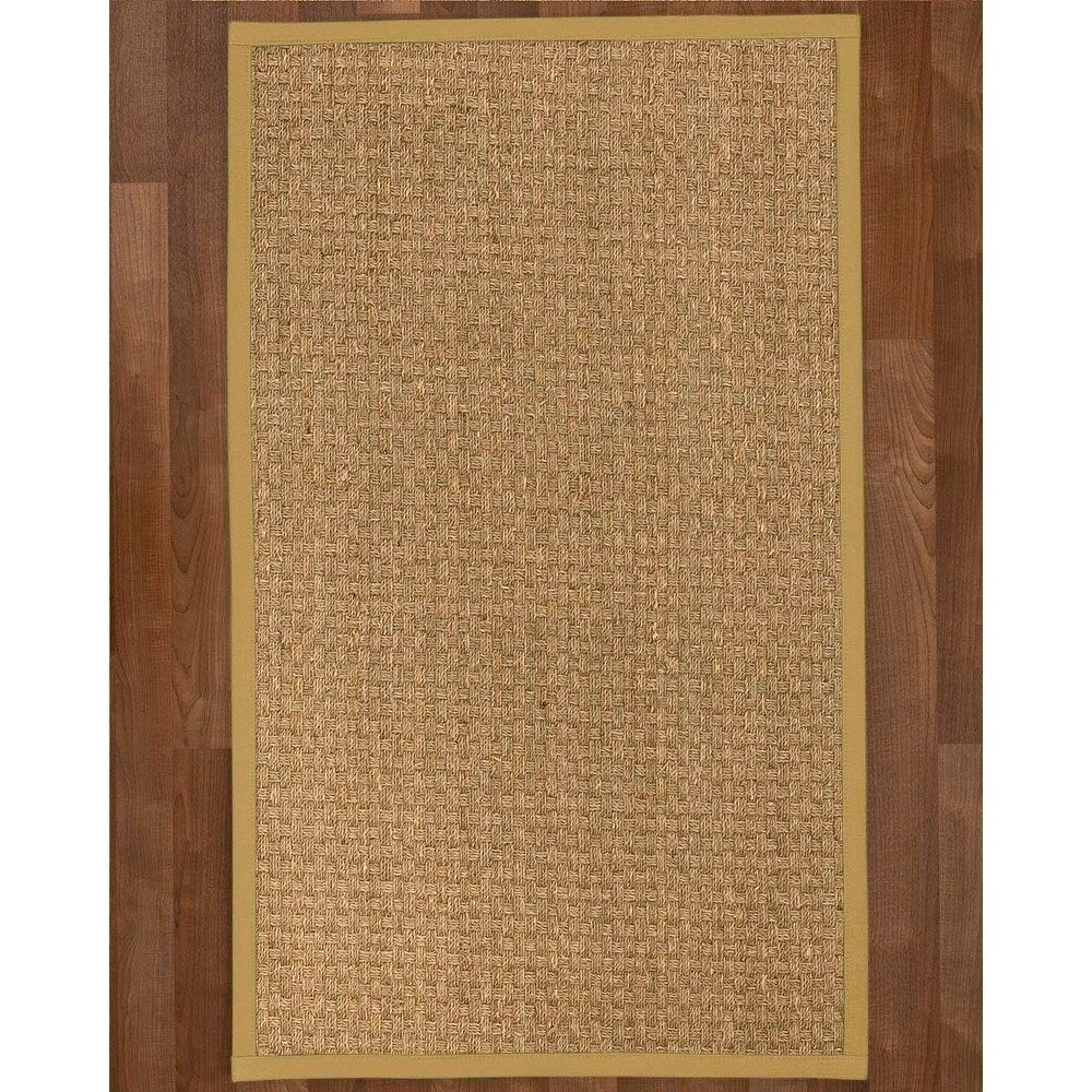 Natural Area Rugs 100%, Natural Fiber Handmade Basketweave, Natural Seagrass Rug (4' X 6'), Sage Border - 4' x 6'