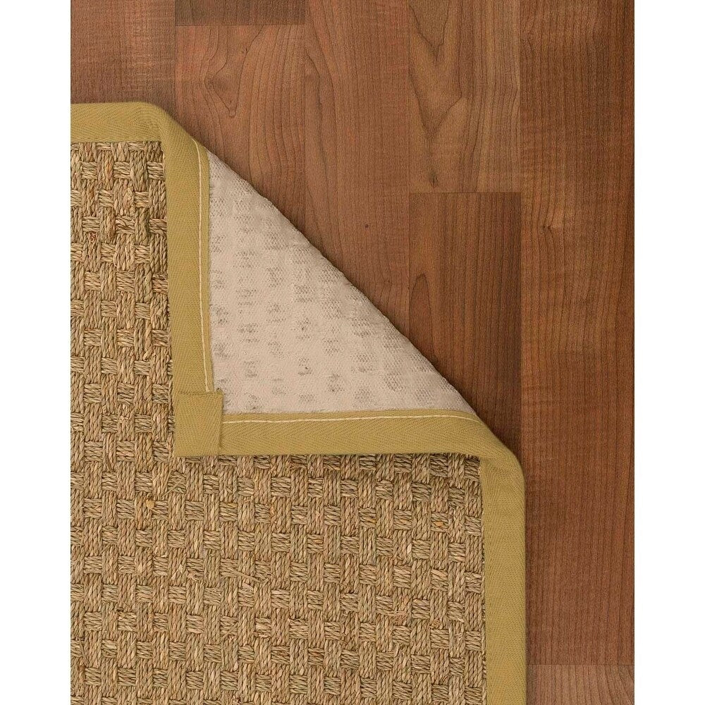Natural Area Rugs 100%, Natural Fiber Handmade Basketweave, Natural Seagrass Rug (4' X 6'), Sage Border - 4' x 6'
