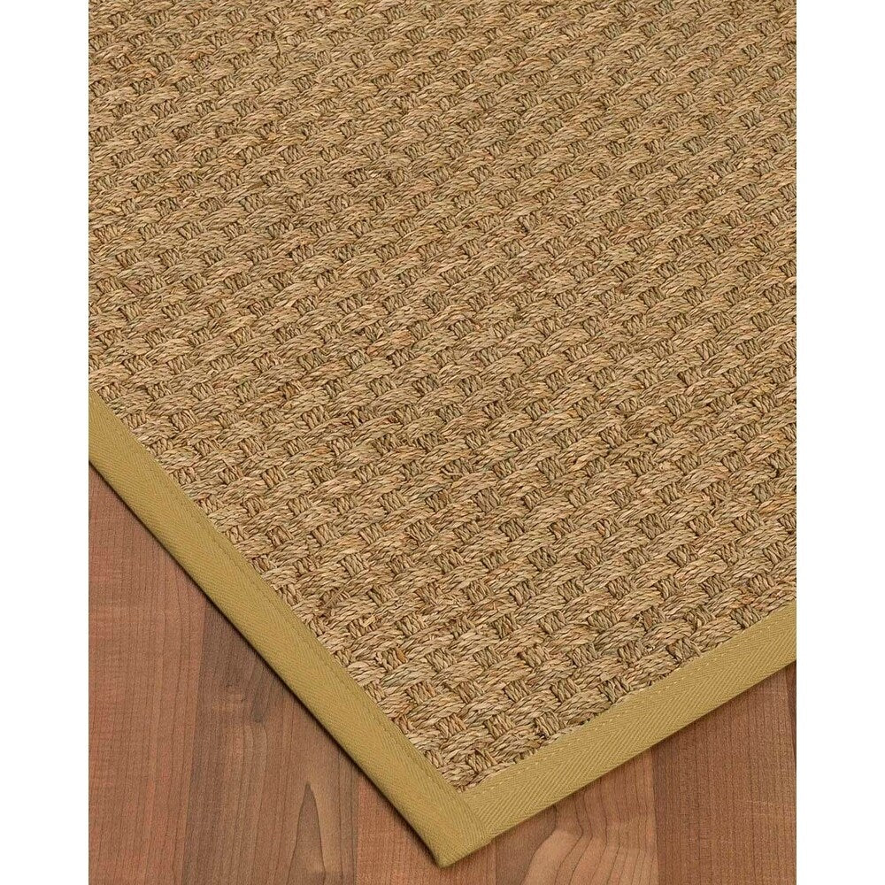Natural Area Rugs 100%, Natural Fiber Handmade Basketweave, Natural Seagrass Rug (4' X 6'), Sage Border - 4' x 6'