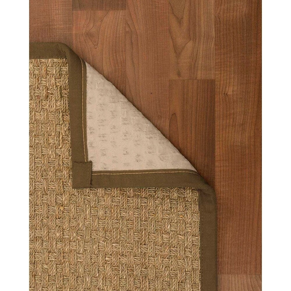 Natural Area Rugs, 100% Natural Fiber Handmade Basketweave, Natural Seagrass Rug 6' Square, Malt Border - 6' x 6' Square