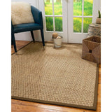 Natural Area Rugs, 100% Natural Fiber Handmade Basketweave, Natural Seagrass Rug 6' Square, Malt Border - 6' x 6' Square