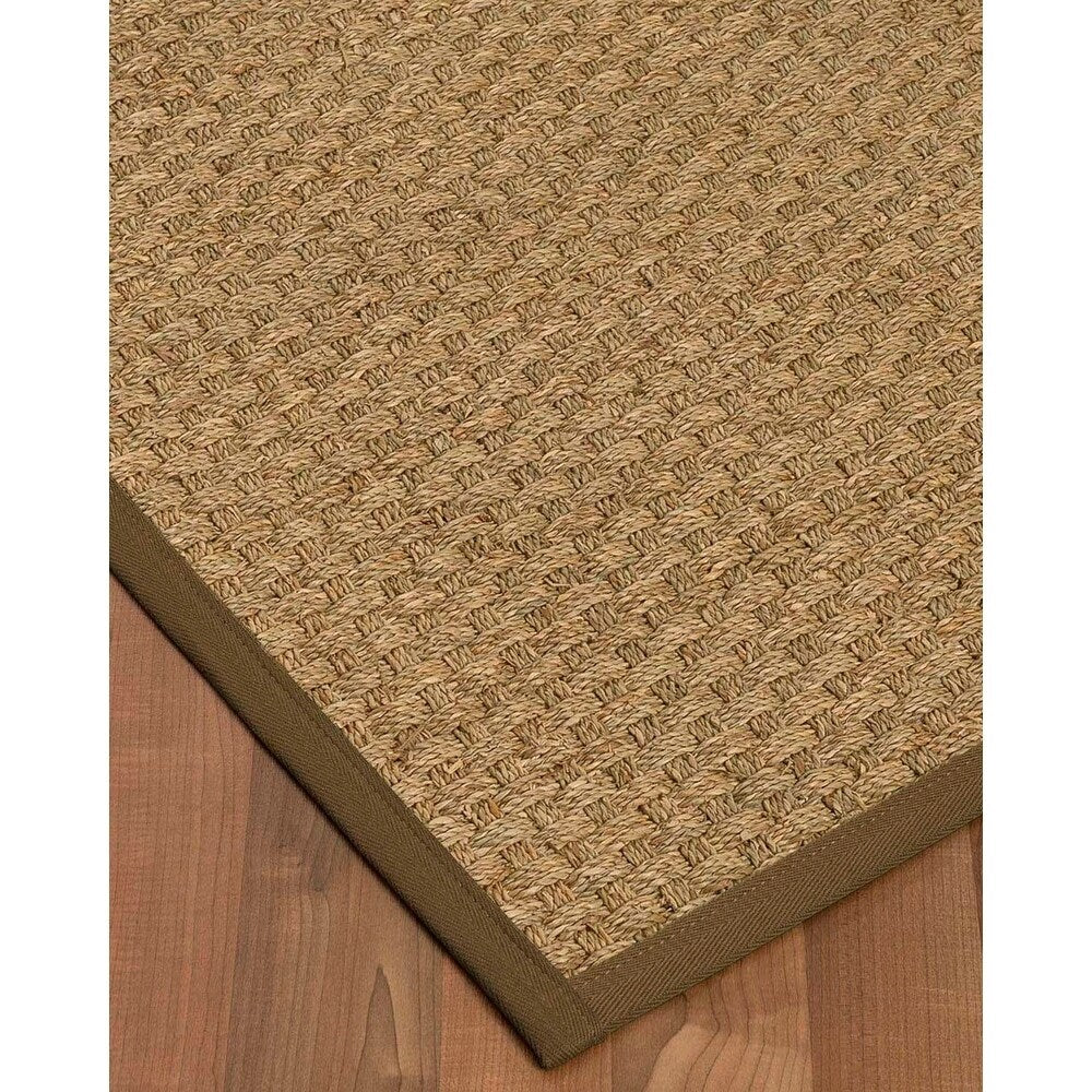 Natural Area Rugs, 100% Natural Fiber Handmade Basketweave, Natural Seagrass Rug 6' Square, Malt Border - 6' x 6' Square