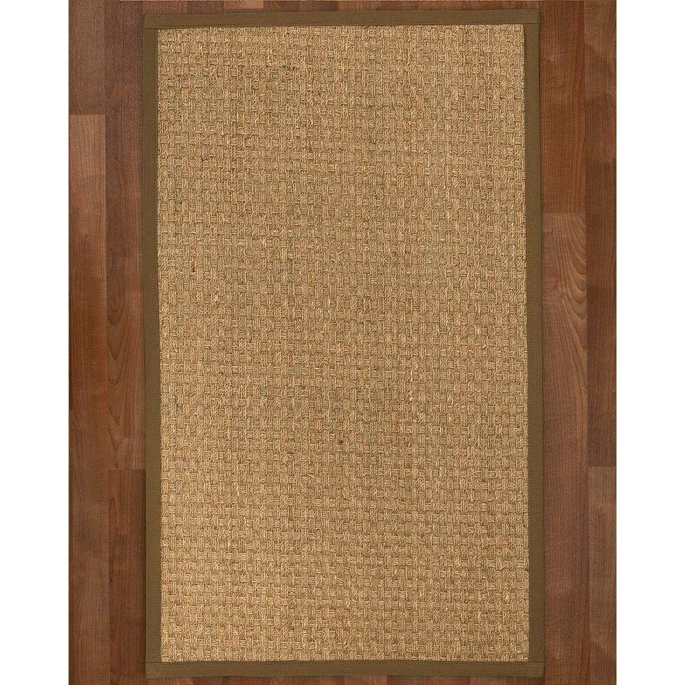 Natural Area Rugs, 100% Natural Fiber Handmade Basketweave, Natural Seagrass Rug 6' Square, Malt Border - 6' x 6' Square
