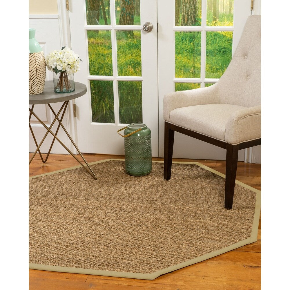 Natural Area Rugs, 100% Natural Fiber Handmade Beach, 10' Octagon Beige Seagrass Rug, Sand Border - 10' x 10'