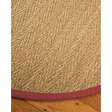 Natural Area Rugs, 100% Natural Fiber Handmade Beach, Beige Seagrass Oval Rug (5'X8'), Red Border - 5' x 8' Oval
