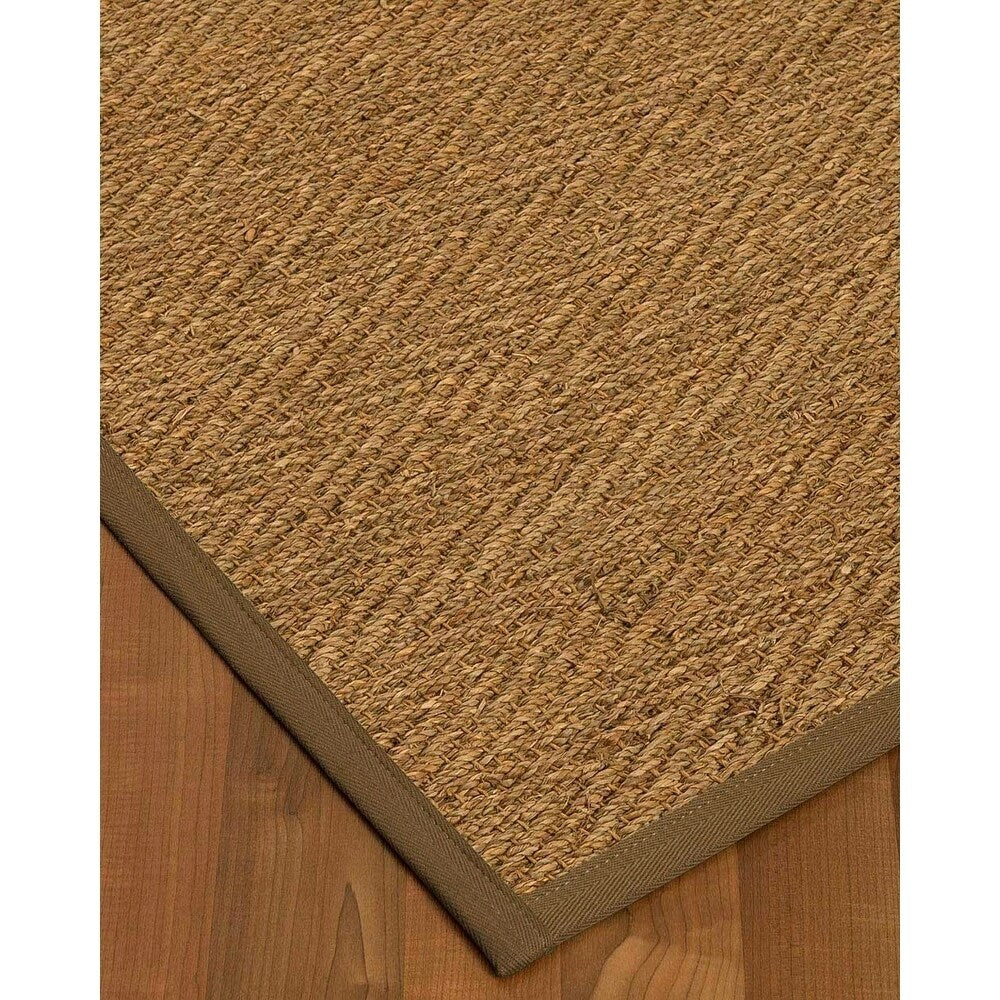Natural Area Rugs, 100% Natural Fiber Handmade Beach, Natural Seagrass Rug 10' Square, Malt Border - 10' x 10' Square