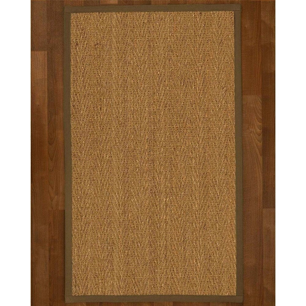 Natural Area Rugs, 100% Natural Fiber Handmade Beach, Natural Seagrass Rug 10' Square, Malt Border - 10' x 10' Square