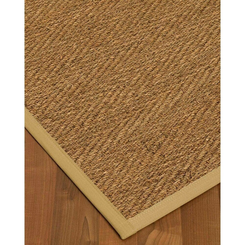 Natural Area Rugs 100%, Natural Fiber Handmade Beach, Natural Seagrass Rug, Sage Border - 2'9" x 9'