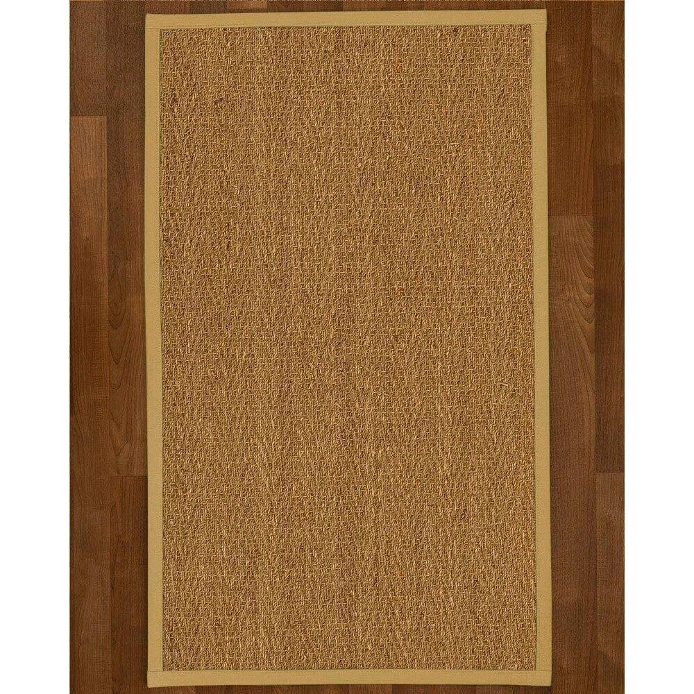 Natural Area Rugs 100%, Natural Fiber Handmade Beach, Natural Seagrass Rug, Sage Border - 2'9" x 9'