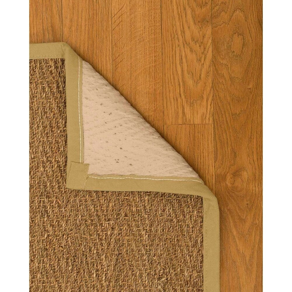 Natural Area Rugs 100%, Natural Fiber Handmade Beach, Natural Seagrass Rug, Sage Border - 2'9" x 9'