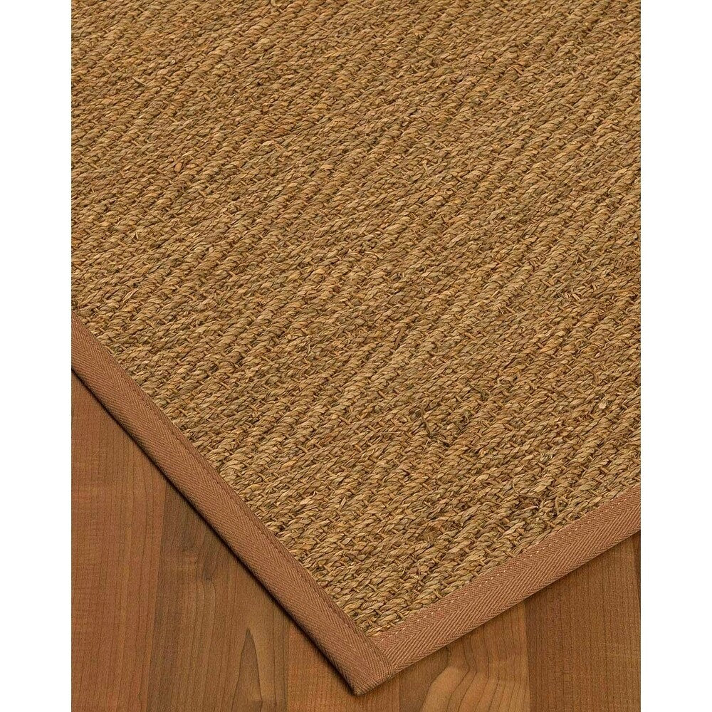 Natural Area Rugs 100%, Natural Fiber Handmade Beach, Natural Seagrass Rug, Sienna Border - 10' x 14'
