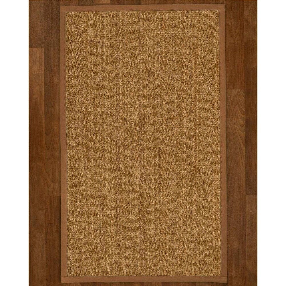 Natural Area Rugs 100%, Natural Fiber Handmade Beach, Natural Seagrass Rug, Sienna Border - 10' x 14'