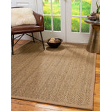 Natural Area Rugs 100%, Natural Fiber Handmade Beach, Natural Seagrass Rug, Wheat Border - 2'9" x 9'
