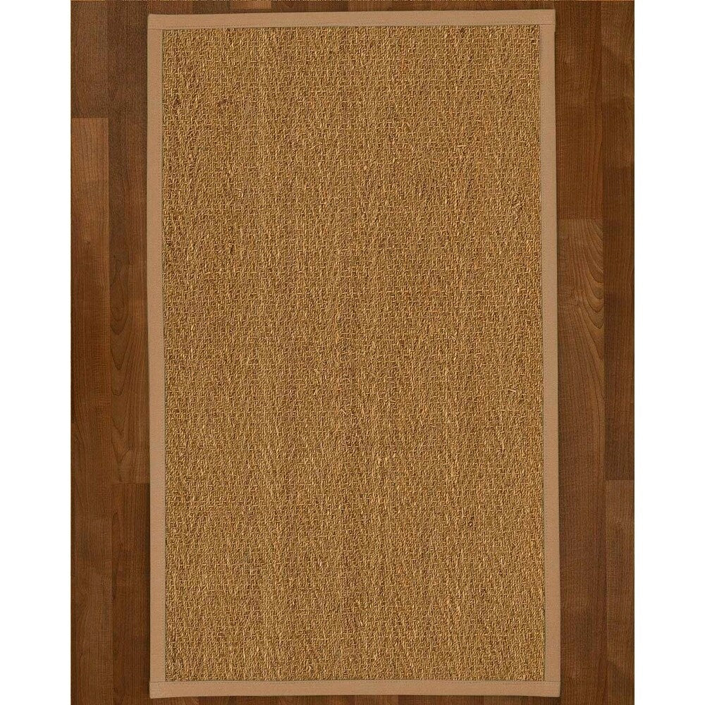 Natural Area Rugs 100%, Natural Fiber Handmade Beach, Natural Seagrass Rug, Wheat Border - 2'9" x 9'