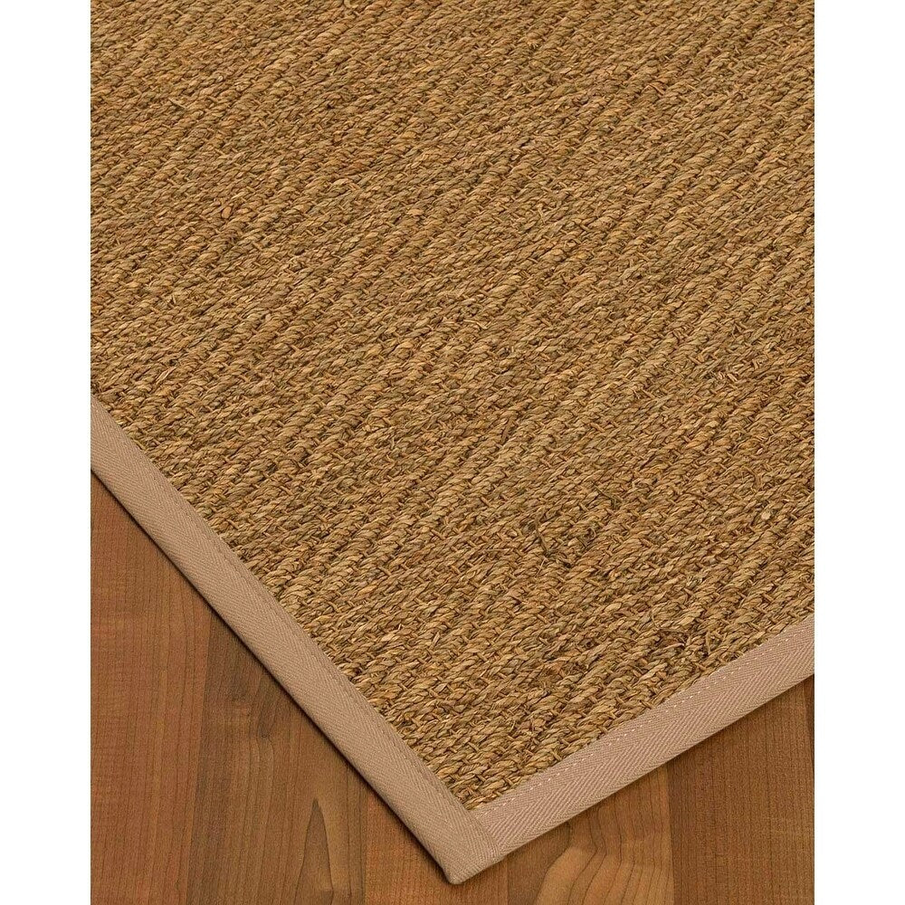 Natural Area Rugs 100%, Natural Fiber Handmade Beach, Natural Seagrass Rug, Wheat Border - 2'9" x 9'