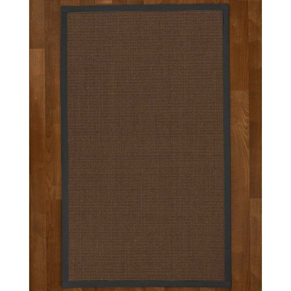Natural Area Rugs 100%, Natural Fiber Handmade Big Sur, Dark Grey Sisal Rug, Black Border - 2'6" x 8'