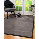 Natural Area Rugs 100%, Natural Fiber Handmade Big Sur, Dark Grey Sisal Rug, Black Border - 2'6" x 8'