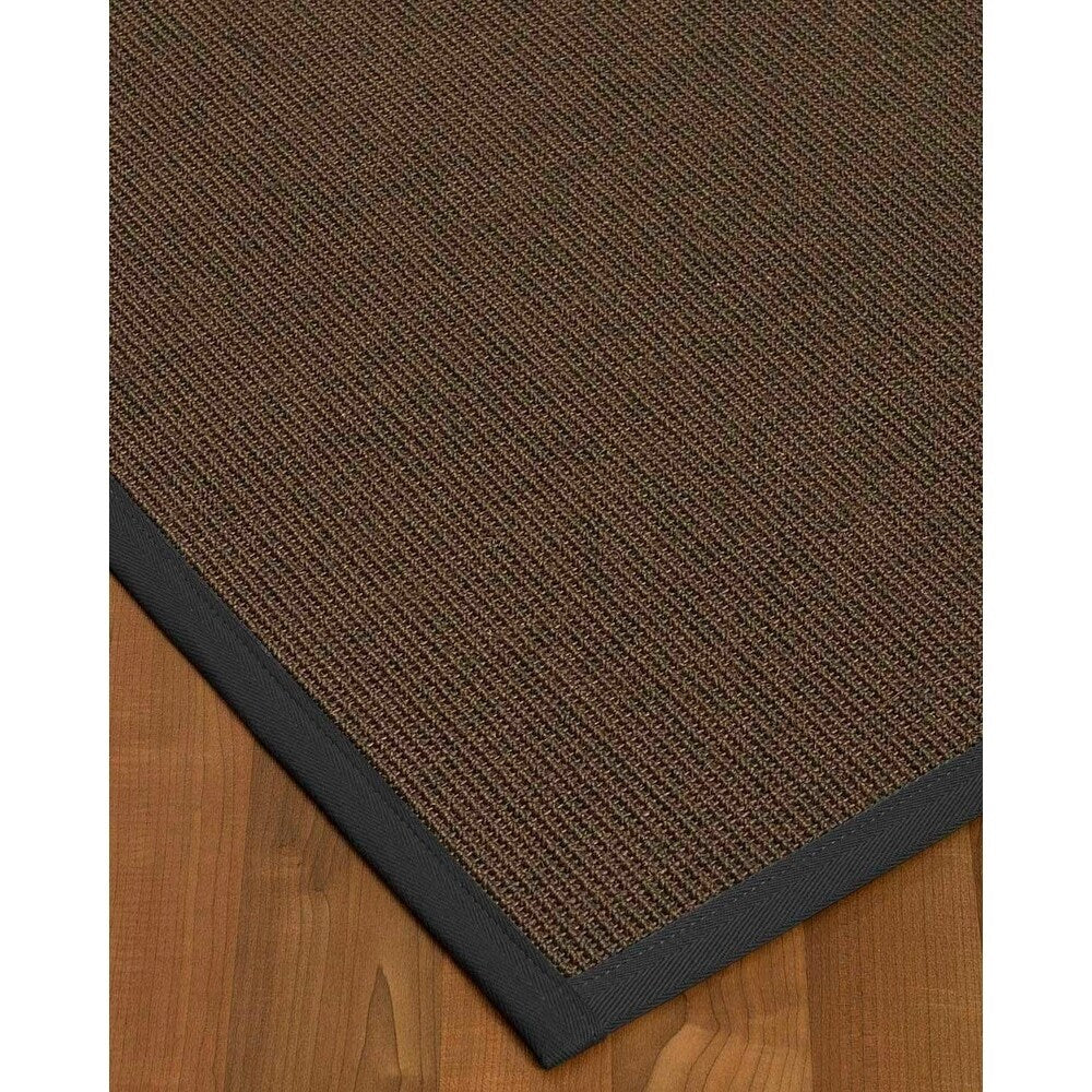 Natural Area Rugs 100%, Natural Fiber Handmade Big Sur, Dark Grey Sisal Rug, Black Border - 2'6" x 8'