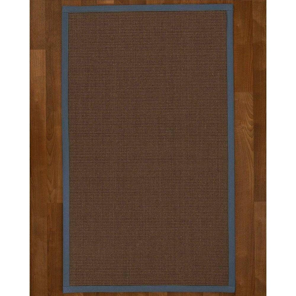 Natural Area Rugs 100%, Natural Fiber Handmade Big Sur, Dark Grey Sisal Rug, Marine Border - 10' x 14'