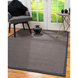 Natural Area Rugs 100%, Natural Fiber Handmade Big Sur, Dark Grey Sisal Rug, Marine Border - 10' x 14'
