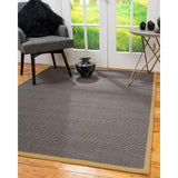 Natural Area Rugs 100%, Natural Fiber Handmade Big Sur, Dark Grey Sisal Rug, Sage Border - 12' x 15'