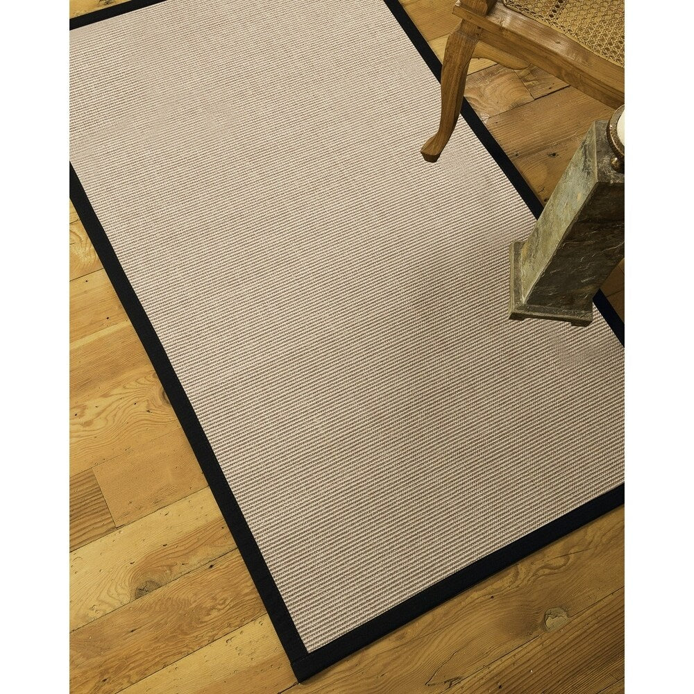 Natural Area Rugs, 100% Natural Fiber Handmade Blair, Beige/Rose Sisal Rug 6' Square, Midnight Blue Border - 6' x 6'