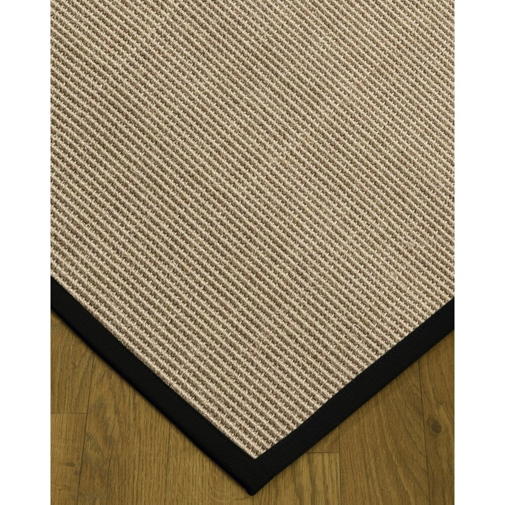 Natural Area Rugs, 100% Natural Fiber Handmade Blair, Beige/Rose Sisal Rug 6' Square, Midnight Blue Border - 6' x 6'