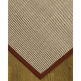 Natural Area Rugs, 100% Natural Fiber Handmade Blair, Beige/Rose Sisal Rug 8' Square, Red Border - 8' x 8'