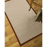 Natural Area Rugs, 100% Natural Fiber Handmade Blair, Beige/Rose Sisal Rug 8' Square, Red Border - 8' x 8'