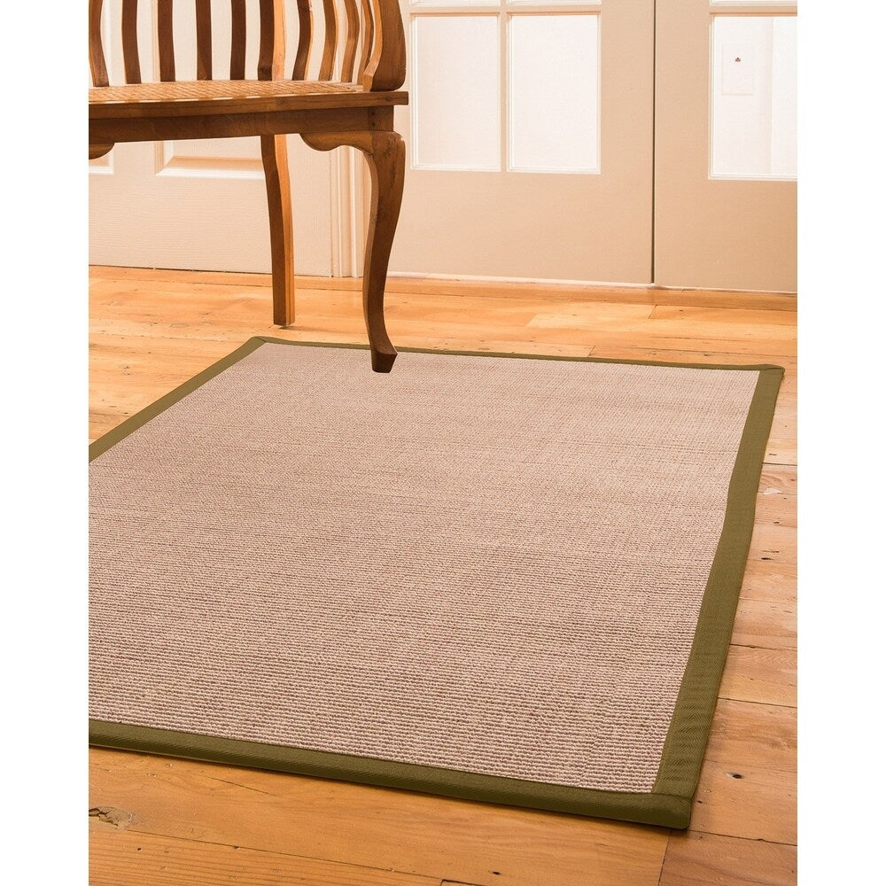 Natural Area Rugs, 100% Natural Fiber Handmade Blair, Beige/Rose Sisal Rug 8' Square, Sage Border - 8' x 8'