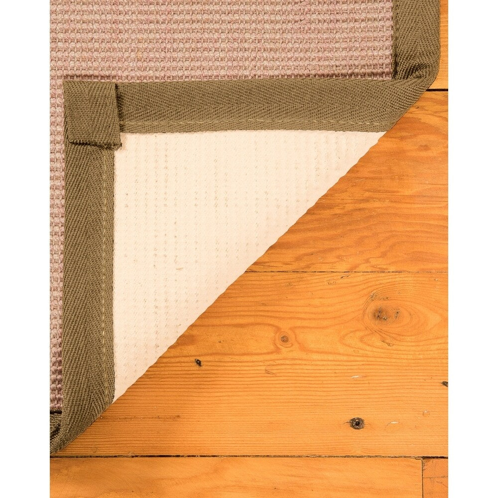 Natural Area Rugs 100%, Natural Fiber Handmade Blair, Beige/Rose Sisal Rug, Wheat Border - 4' x 12'