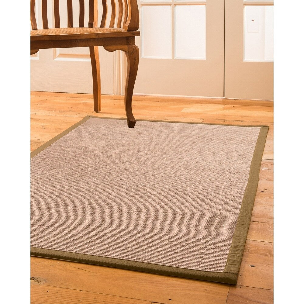 Natural Area Rugs 100%, Natural Fiber Handmade Blair, Beige/Rose Sisal Rug, Wheat Border - 4' x 12'