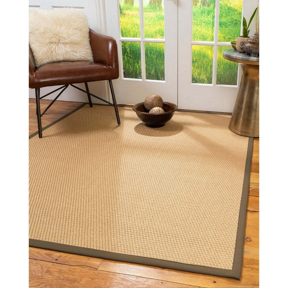 Natural Area Rugs, 100% Natural Fiber Handmade Carlton, Gold Sisal Rug 8' Square, Fossil Border - 8' x 8'