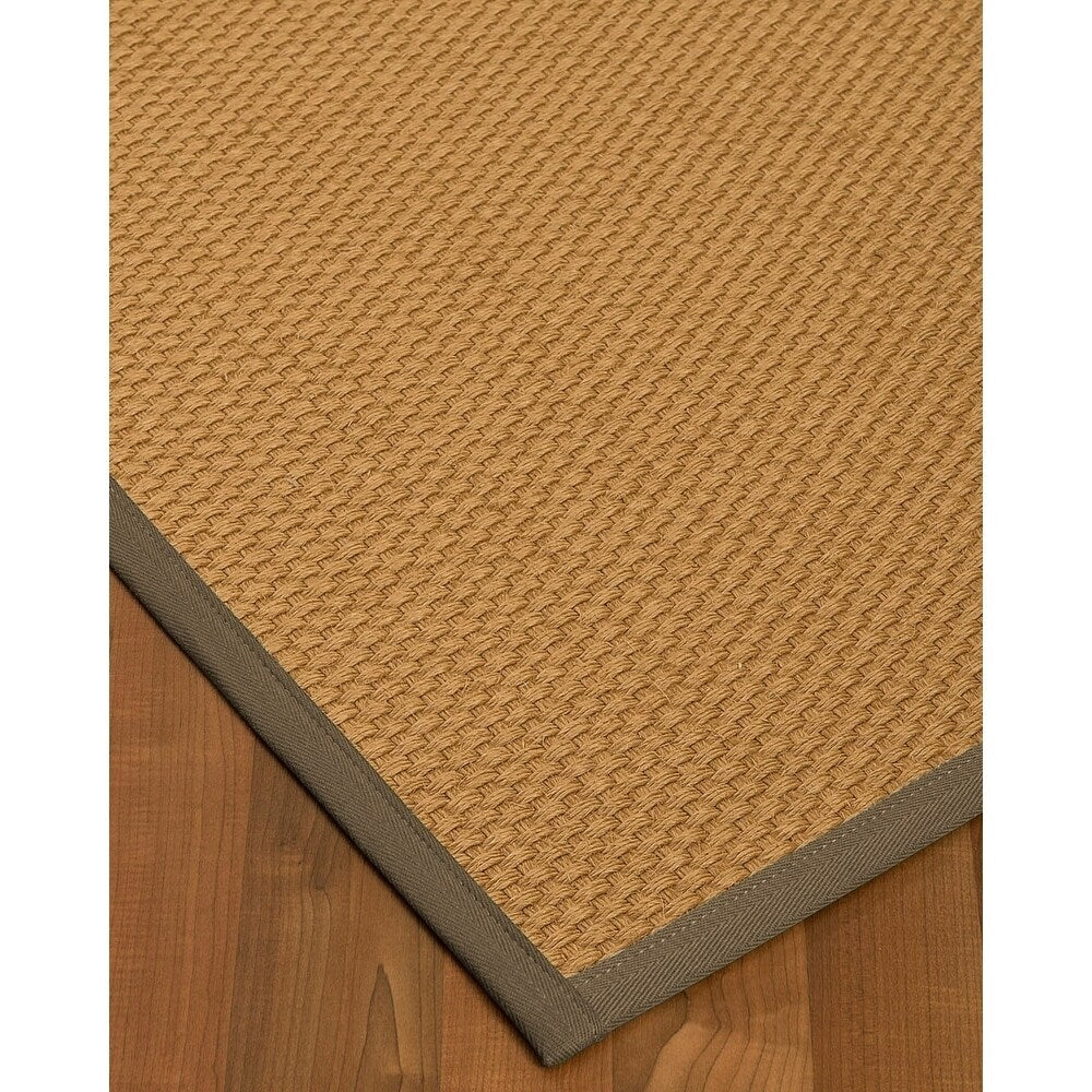 Natural Area Rugs, 100% Natural Fiber Handmade Carlton, Gold Sisal Rug 8' Square, Fossil Border - 8' x 8'