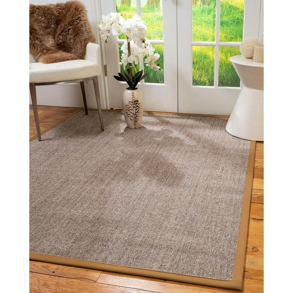 Natural Area Rugs 100%, Natural Fiber Handmade Carolyn, Grey/Multi Sisal Rug, Doe Border - 2'6" x 8'
