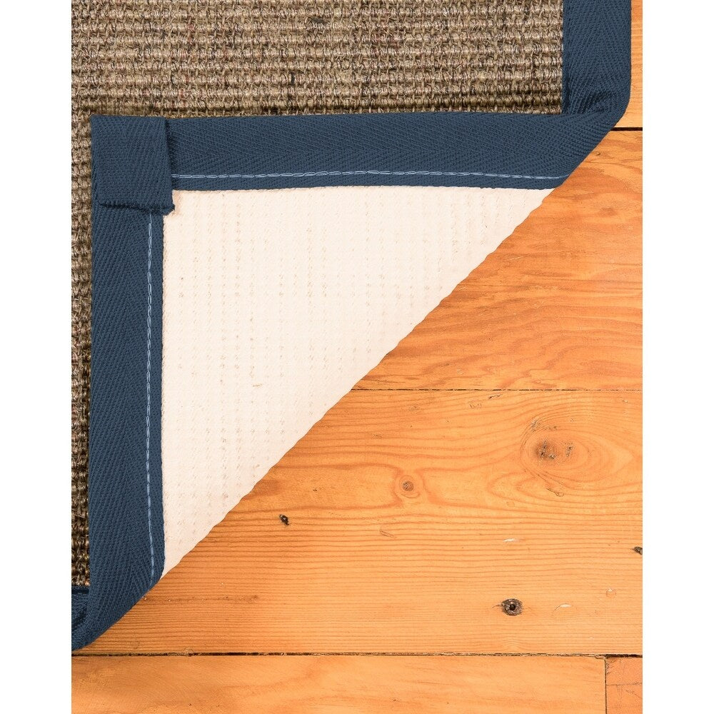 Natural Area Rugs 100%, Natural Fiber Handmade Carolyn, Grey/Multi Sisal Rug, Marine Border - 2' x 3'