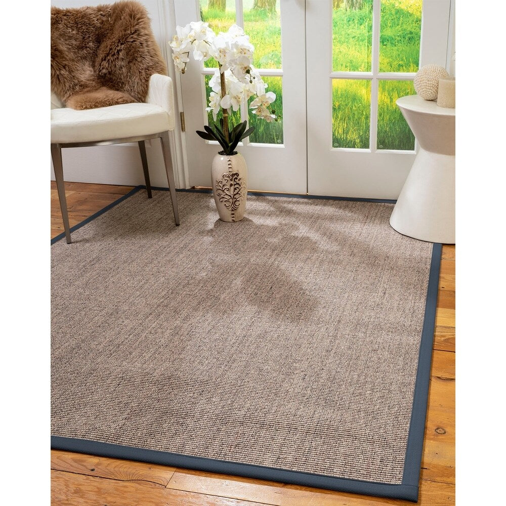 Natural Area Rugs 100%, Natural Fiber Handmade Carolyn, Grey/Multi Sisal Rug, Marine Border - 2' x 3'