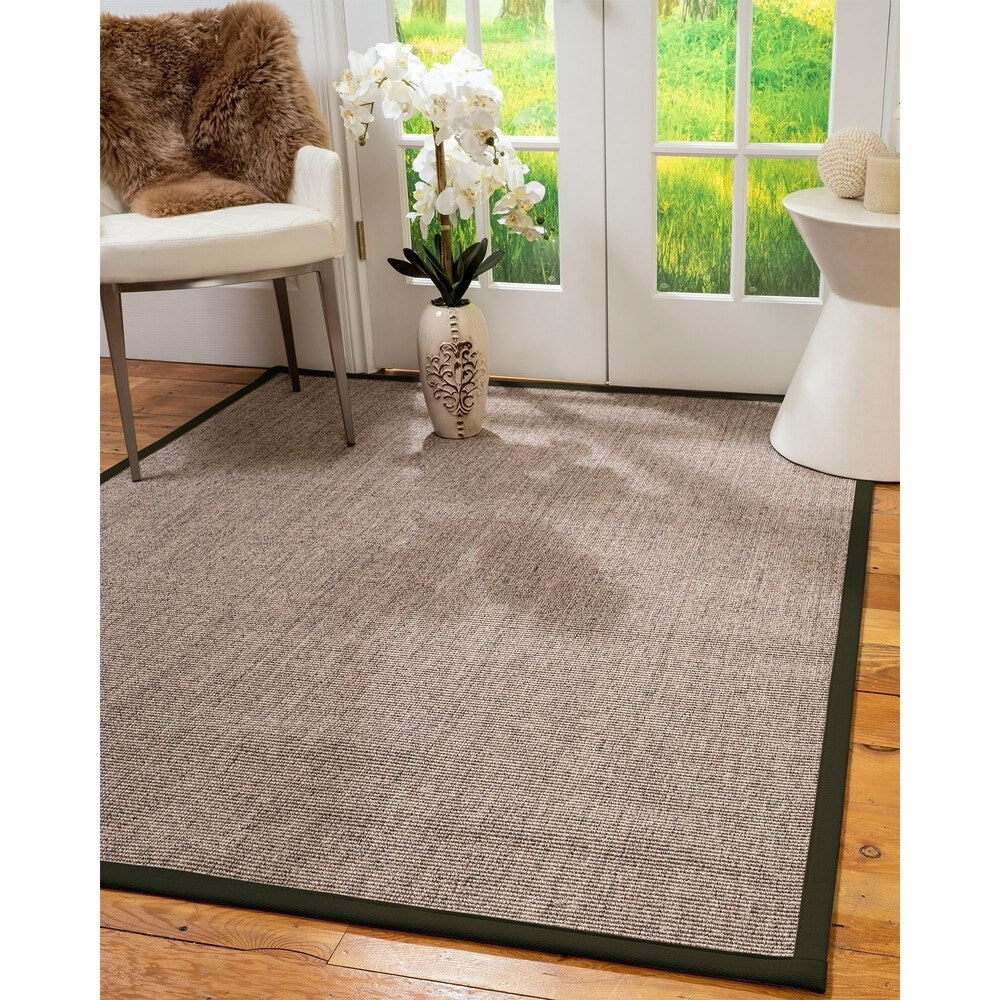 Natural Area Rugs 100%, Natural Fiber Handmade Carolyn, Grey/Multi Sisal Rug, Moss Border - 12' x 15'