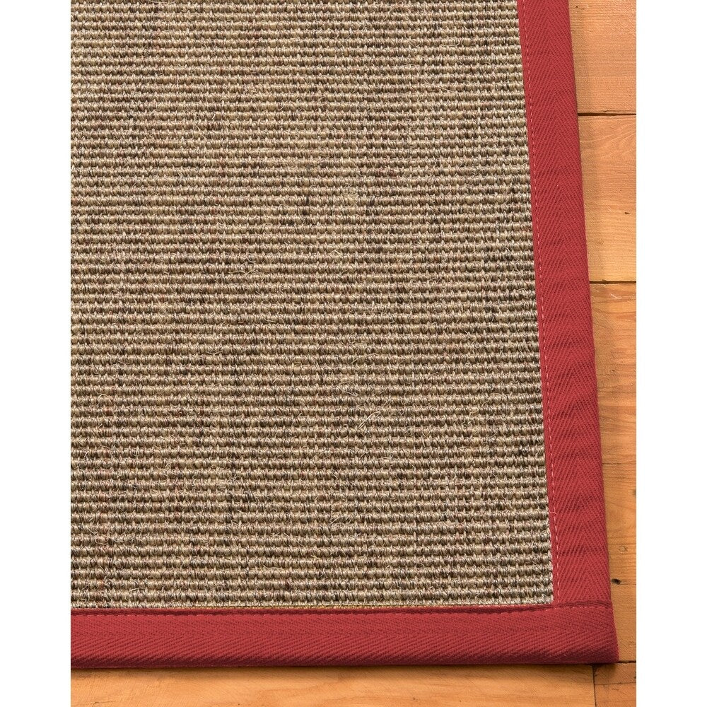 Natural Area Rugs 100%, Natural Fiber Handmade Carolyn, Grey/Multi Sisal Rug, Red Border - 12' x 15'